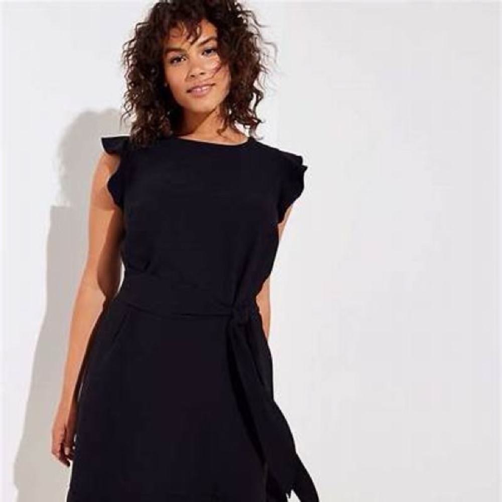 NWT Beautiful Loft black dress with flutter sleeves and flare - Sz6